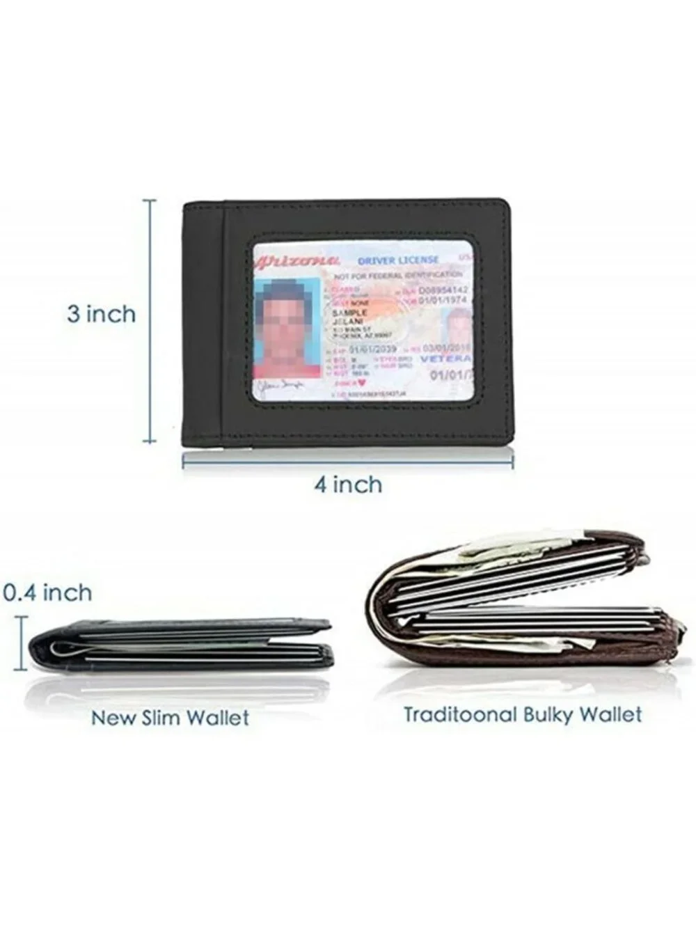 Slim Bifold Money Clip Wallet for Men | RFID Leather Front Pocket Card Holder